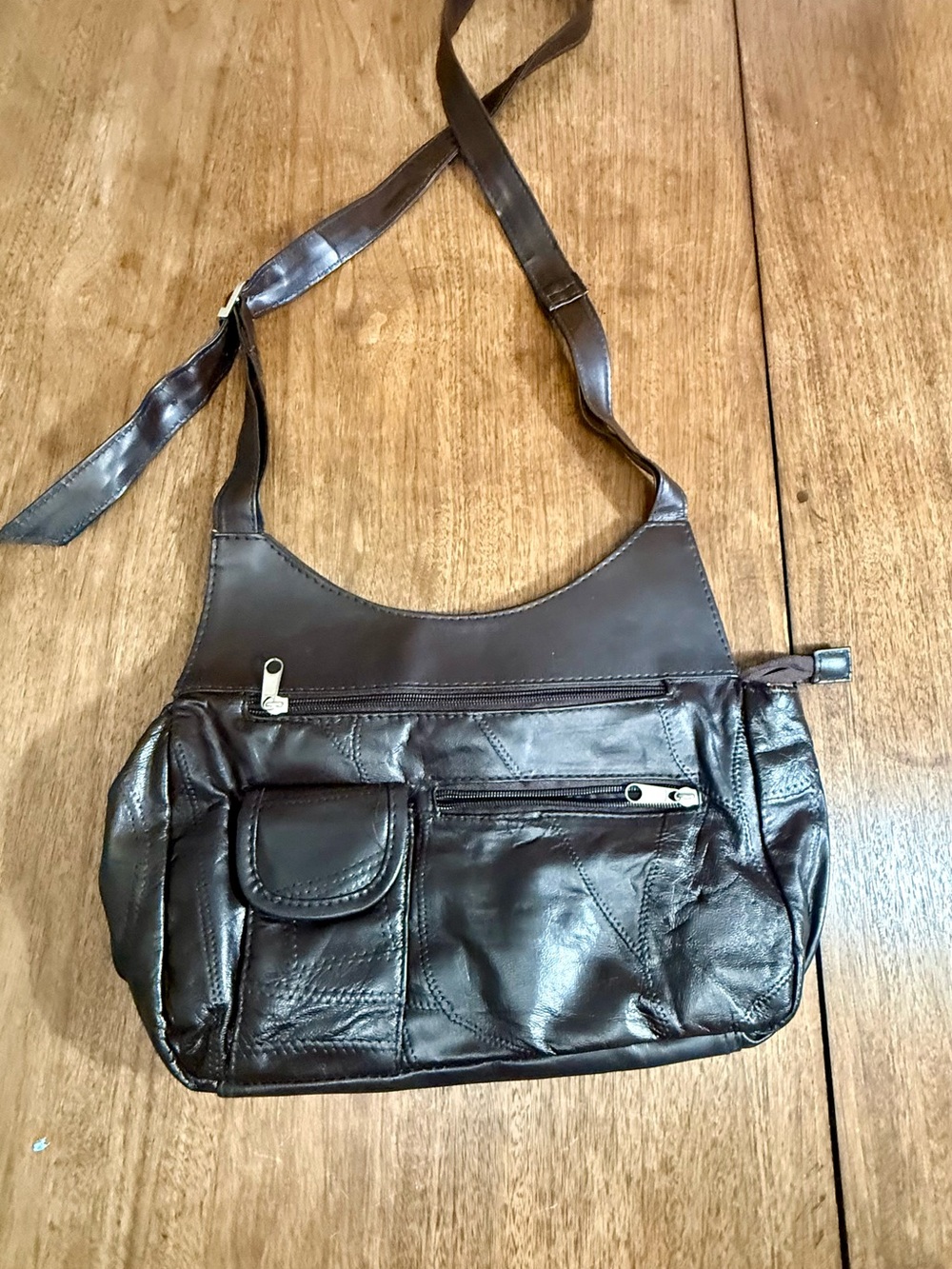 Dark Brown Leather Crossbody Bag